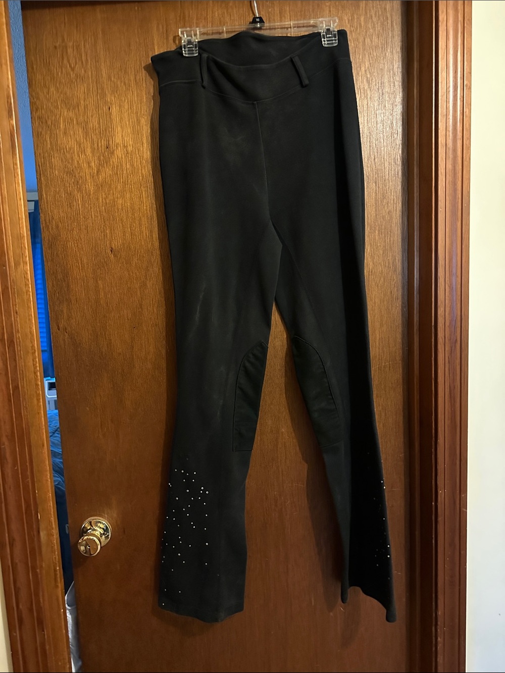 Sticky seat Black Equestrian-Riding bootcut jods with Rhinestone Detail